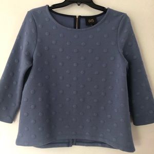 Dusty blue big polka dot shirt/ blouse